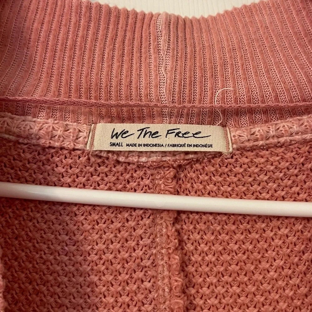 Free People We The Free She’s a Keeper Oversized Thermal Small Pink Sweater Top